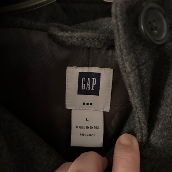 Women's Black Hooded Coat Gap Large - Picture 8 of 8